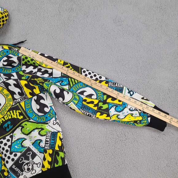 Billabong Jacket Mens Small Windbreaker Mesh Liner Cool Graphics‎ Hooded - Picture 11 of 12